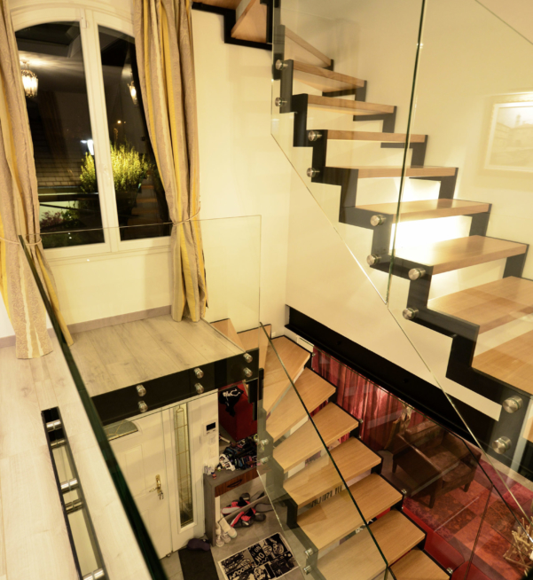 vue escalier sur mesure deux niveaux