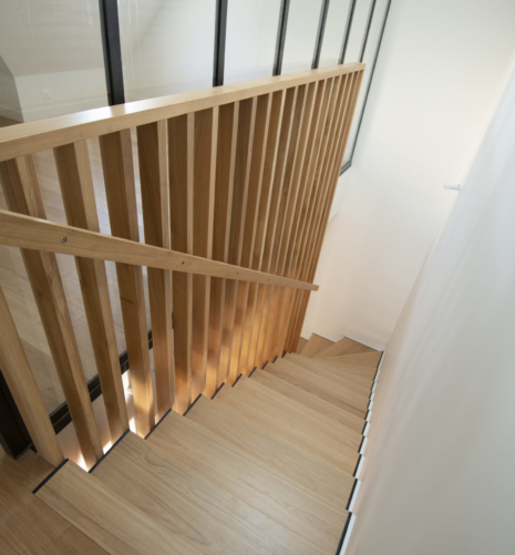 escalier acier bois avec verrière