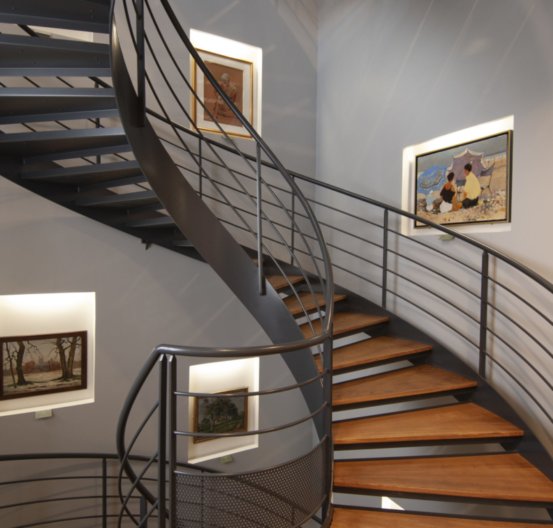 escalier oeuvre art musee escalier acier bois sur mesure un niveau