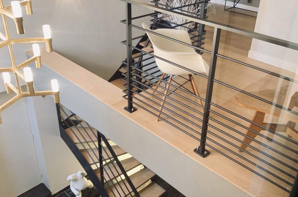 escalier metal bois garde-corps acier premier étage